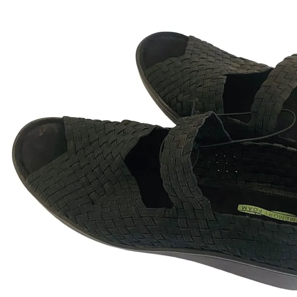 BareTraps Black Umma Mary Jane Style Open Toe Wedges Sz 9.5